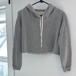 Gray Cropped Hoodie